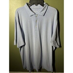 B. Draddy Sport Polo Shirt Men Large Blue White Striped Stretch Golf Pima Cotton